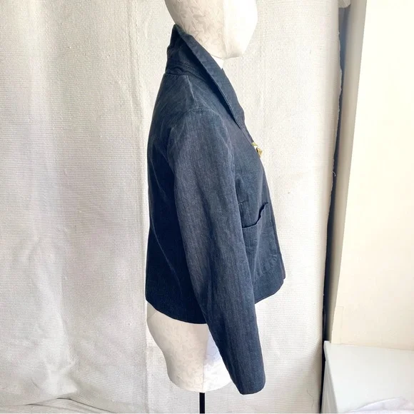 3.1 Phillip Lim M Stretch Denim Blazer Grey Black Casual Jean Jacket Spring Fall - Picture 6 of 10